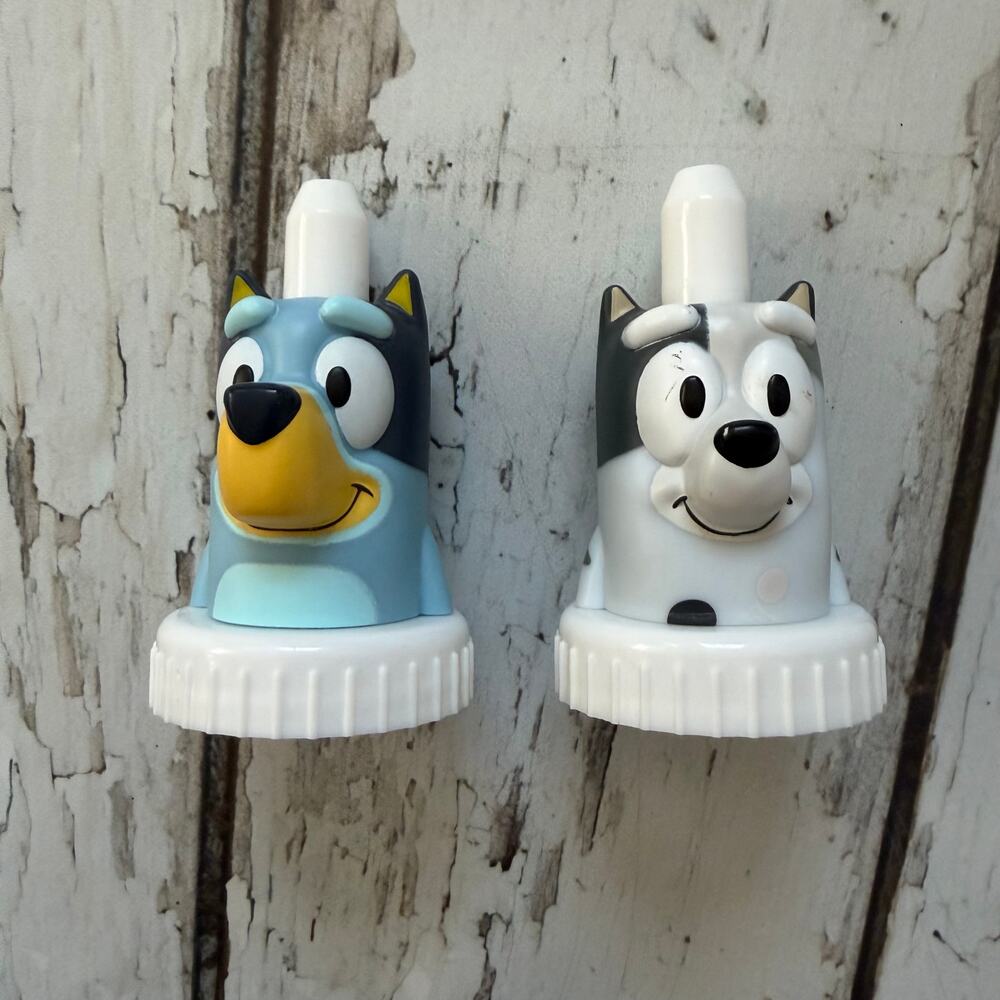 Good 2 Grow Juice Topper characters Bluey and Muffin